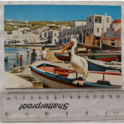 old postcard Mykonos, , Pelican