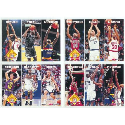 4x 93/94 Hoops League Leaders Tri-Player Cards