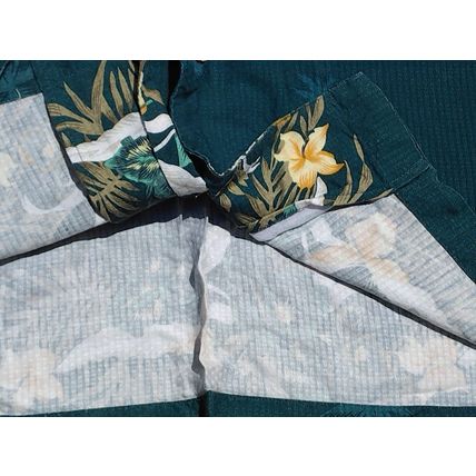Original Island Sport Men XLG Green Yellow Floral Hawiaan Button S/S Shirt Flaws