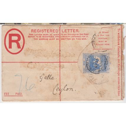 BARBADOS Registered cover 23 Avril 1905 to Galle, Ceylon - backstamped