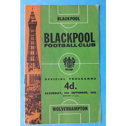 Blackpool v Wolverhampton Wanderers 1963 - 1964 football programme 21/9/63
