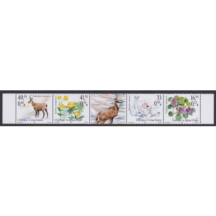 Serbia and Montenegro Rupicapra Chamois Stoat Flora Fauna Strip 2005 MNH