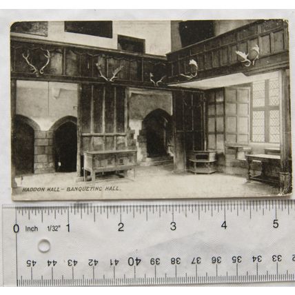 1908 postcard Haddon Hall - Banqueting Hall