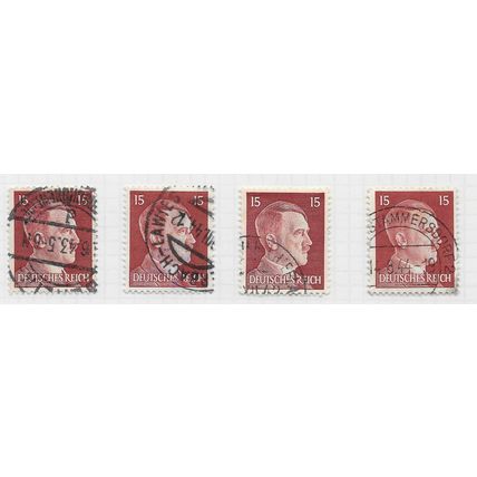 GERMANY 1941 HITLER HEAD 15Pf SHADE POSTMARK U-PICK CHOOSE FROM STAMPS Mi 789
