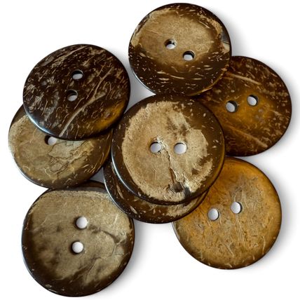 38mm Large Natural Coconut Shell Buttons 2 Hole Brown Sewing Knitting Adult