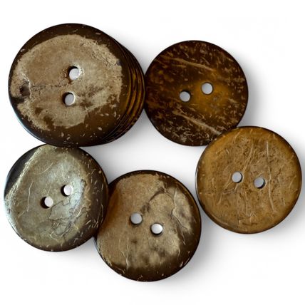 38mm Large Natural Coconut Shell Buttons 2 Hole Brown Sewing Knitting Adult