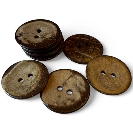 38mm Large Natural Coconut Shell Buttons 2 Hole Brown Sewing Knitting Adult