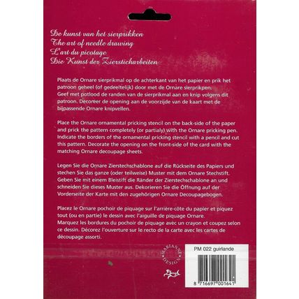 Marianne. Ornare. PM 022. Embroidery Pricking Stencil. Cardmaking Scrapbooking