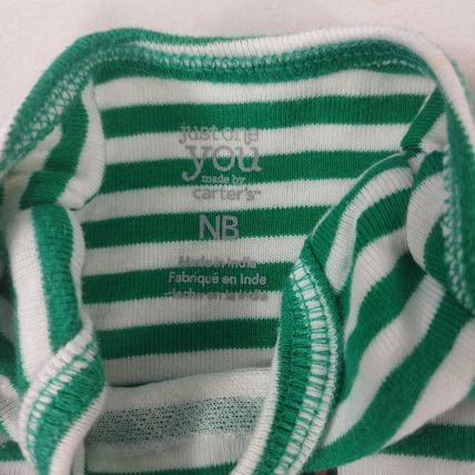 Carter's Just For You Boy's Newborn Short Sleeve One Piece "Brave" Green Stripes