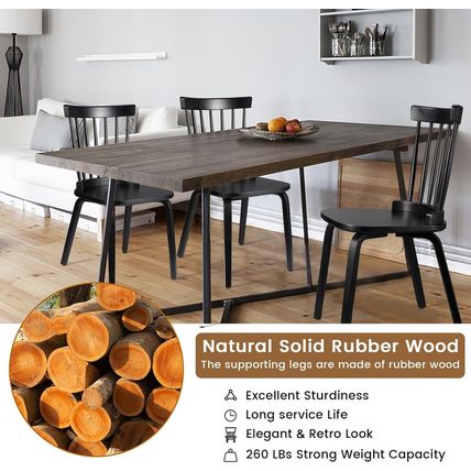 Unovivy Wood Dining Chairs Set of 6, Windsor Farmhouse Spindle Back, Widen Seat,
