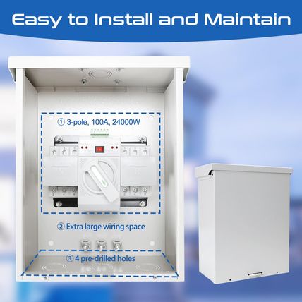 100 Amp 3P Dual Power Generator Automatic Transfer Switch, 120/240V Heavy Duty S