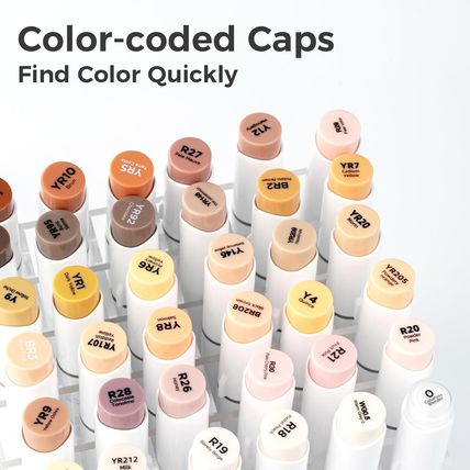 Ohuhu Alcohol Markers Skin Tone Brush Tip -Skin Color Art Marker Set for Artist