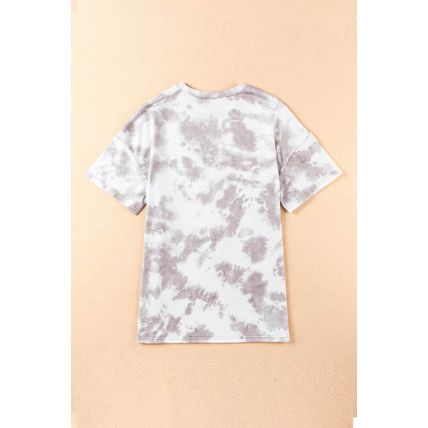 White Oversized Tie-dye AMERICA Graphic T-shirt with Distressing