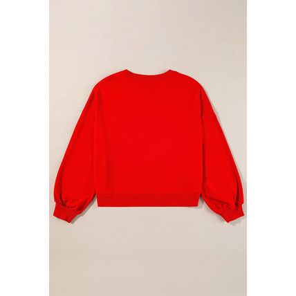 Fiery Red TOUCH DOWN Football Graphic Pullover Sweatshirt