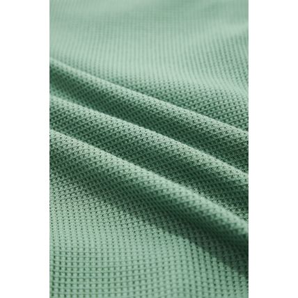 Grass Green Waffle Knit Vintage Patchwork Button Up Loose Shirt