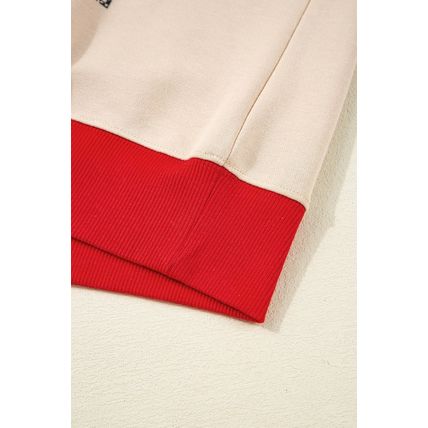 Oatmeal GAME DAY Letter Graphic Varsity Striped Detail Baggy Sweatshirt