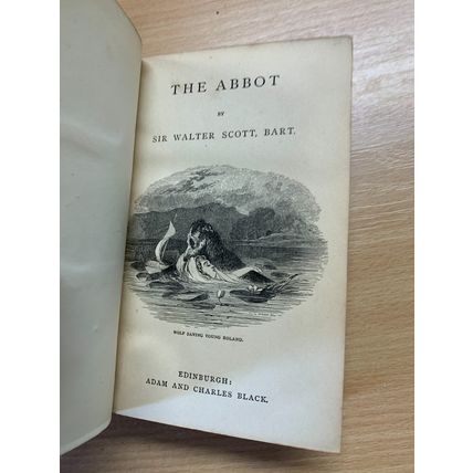 1862 SIR WALTER SCOTT "THE ABBOT / KENILWORTH" ANTIQUE HB BOOK (P4)