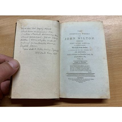 1795 "THE POETICAL WORKS OF JOHN MILTON" VOL 2 TINY ANTIQUE BOOK (P2)