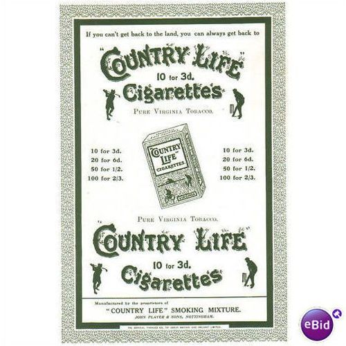 COUNTRY LIFE CIGARETTES 1907 ORIGINAL ADVERT CL1
