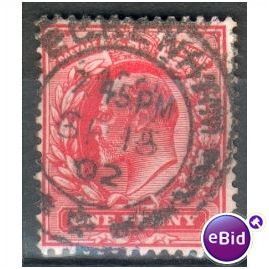 GB stamps 1902-10 KEV11 - 1d SG219 Beckenham 22