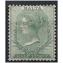 Malta 1885 SG20 1/2d Green Wmk Crown CA Mounted Mint . .