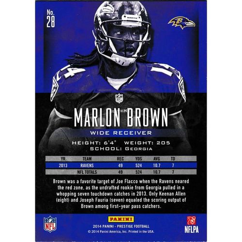 2014 Panini Prestige 28 Marlon Brown Baltimore Ravens