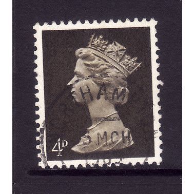 GREAT BRITAIN 1968 SG 732 4d DEEP OLIVE BROWN ONE CENTRE BAND FINE USED#