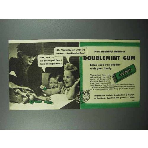 1940 Wrigley's Doublemint Gum Ad - Healthful, Delicious