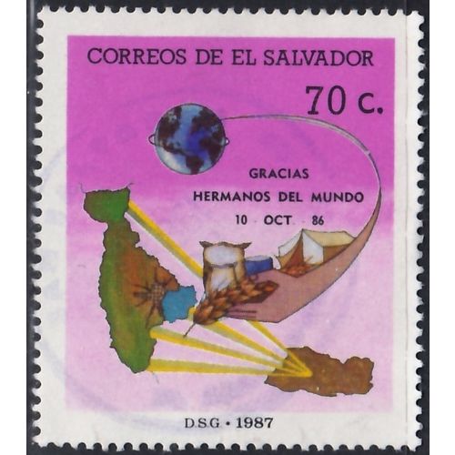 El Salvador, 1987 70c International Solidarity, SG 1962 (Scott #1128), used