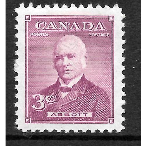CANADA 1952 SG444 3c REDDISH PURPLE JOHN ABBOTT M/MINT