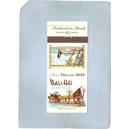 LA New Orleans Matchcover Tiki Bali Ha'I at the beach~6