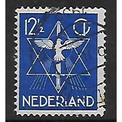 NETHERLANDS 1933 PEACE PROPAGANDA 12 1/2c BLUE DOVE OF PEACE FINE USED#2