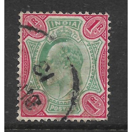 INDIA 1903 1R GREEN AND CARMINE SG 136 FINE USED#