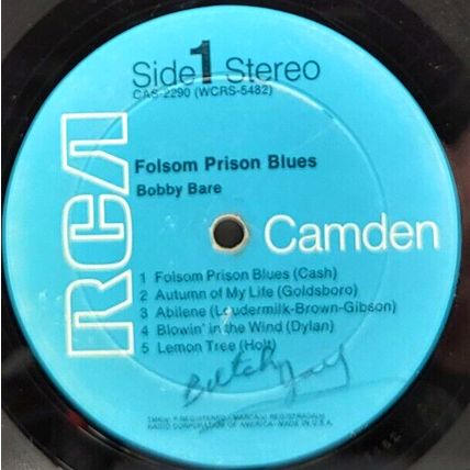 Bobby Bare – Folsom Prison Blues 1969 LP Vinyl Record Album (P10)