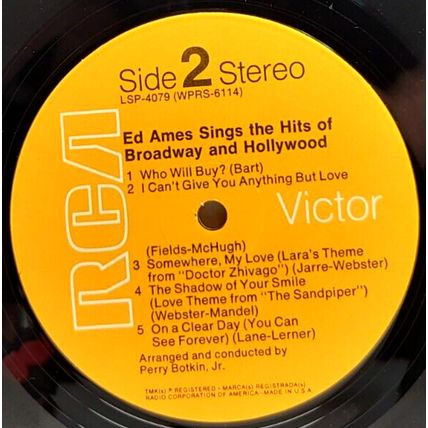 Ed Ames Sings The Hits of Broadway and Hollywood 1968 LP Vinyl Record Album