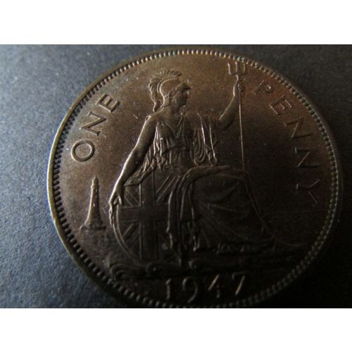 1947 GEORGE VI ONE PENNY - COIN - 2 FREE POST. C
