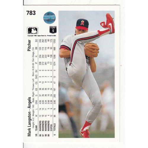 1990 Upper Deck Mark Langston baseball card #783 – Angels