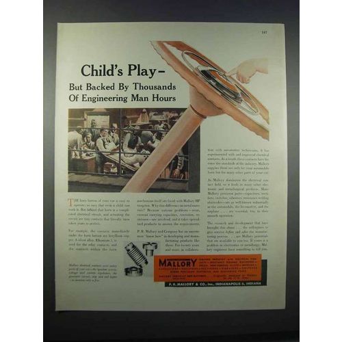1946 Mallory Electrical Contacts Ad - Child's Play