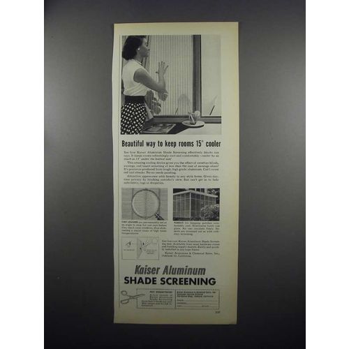 1953 Kaiser Aluminum Shade Screening Ad - Cooler