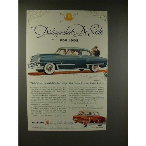1953 De Soto Firedome Car Ad - Distinguished