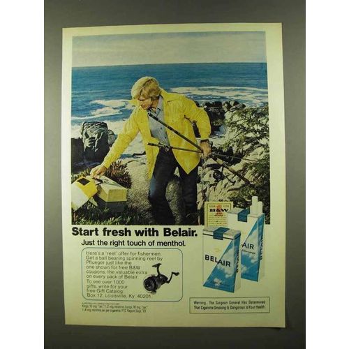 1974 Belair Cigarettes Ad - Start Fresh With - Fishing