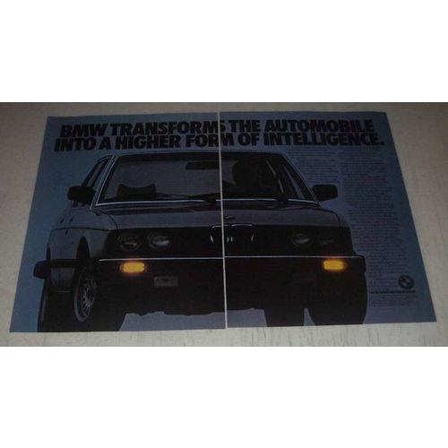 1985 BMW 528e Car Ad - transforms automobile into a higher form of intelligence