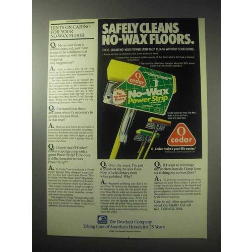 1985 O-Cedar No-Wax Power Strip Mop Ad - Safely