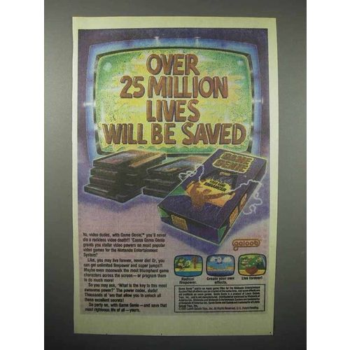 1991 Galoob Game Genie Ad - 25 Million Lives Saved