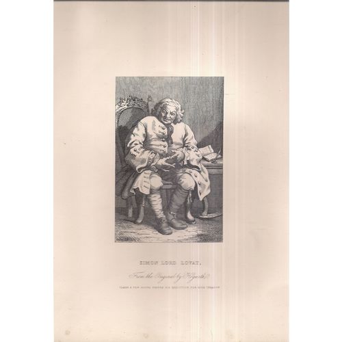 SIMON LORD LOVAT by Hogarth...vintage print was executed for treason..