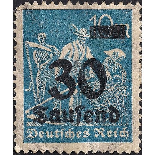 GERMANY, EMPIRE, Sickle inflation overprint, blue 1923, 10M overprinted 30 Thous