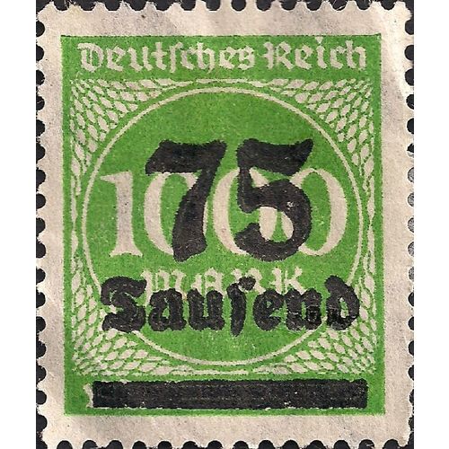 GERMANY, EMPIRE, number in circle, revalued, green 1923, 1000M to 75000M