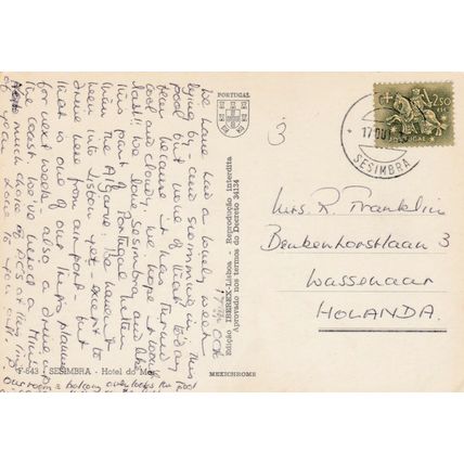 Sesimbra Hotel do Mar Portugal Postcard posted 1975 VGC