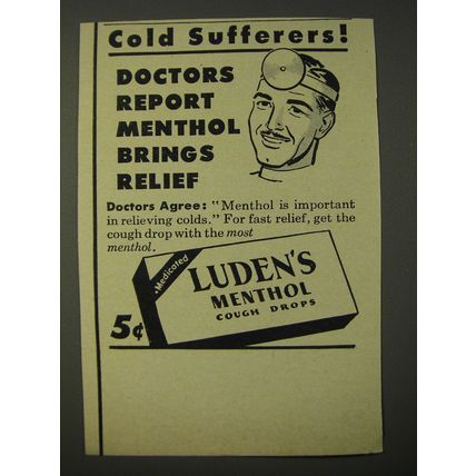 1950 Luden's Menthol Cough Drops Ad - Cold Sufferers