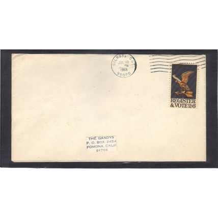Cover 1344 6c Register & Vote (No Cachet-Label/A) CV41567